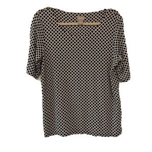 Chico's Womens Size Medium Multicolor Geometric Print Stretch Blouse Top